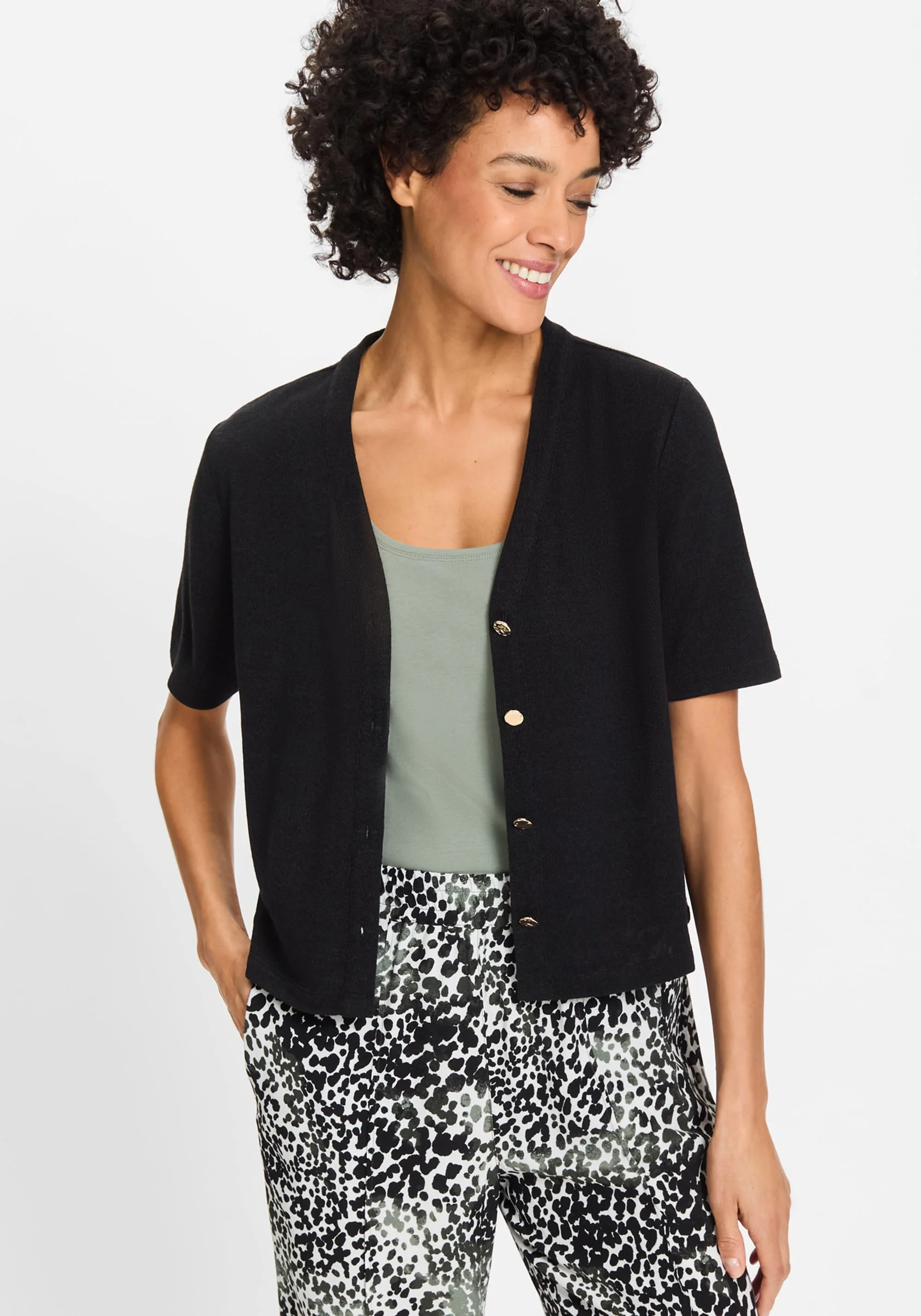 Short Sleeve Cropped Cardigan - Image 2