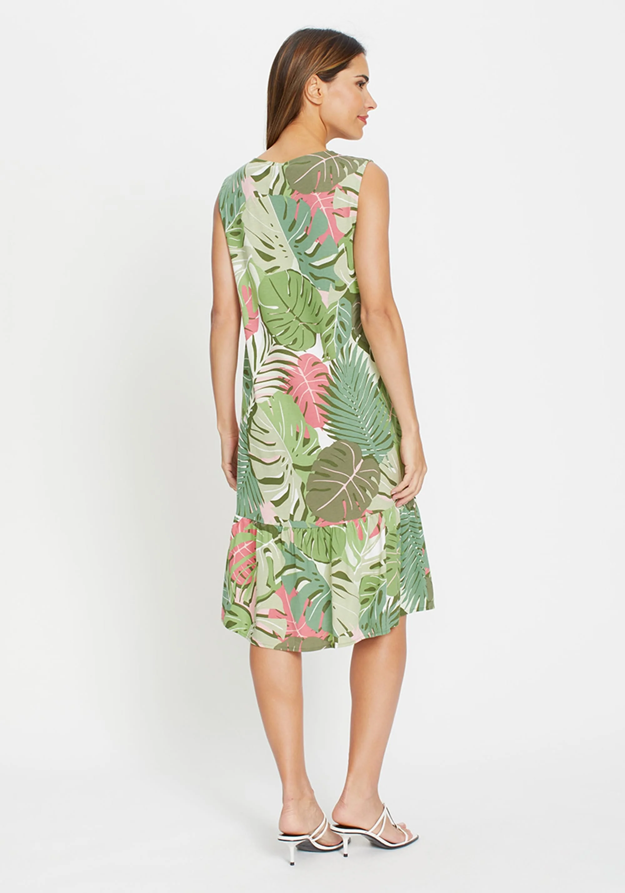 Sleeveless Jungle Leaf Print Dress - Image 2