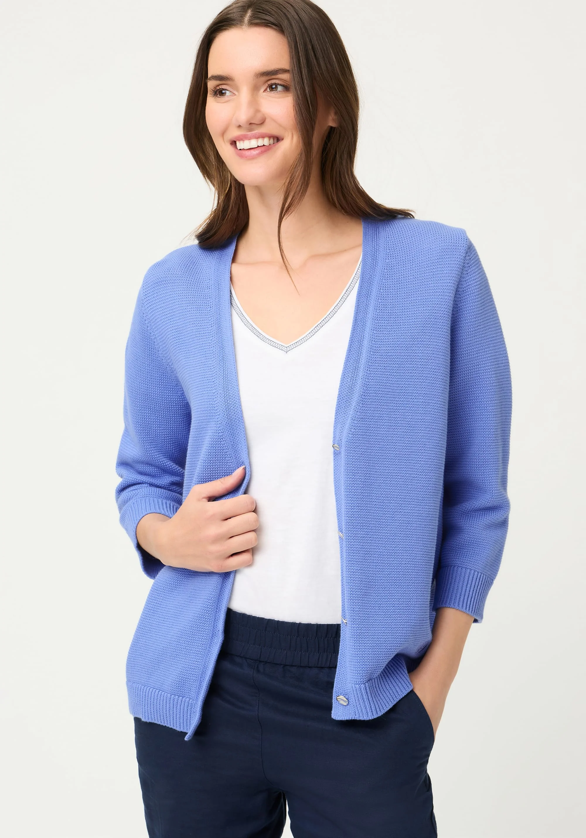 Solid V-Neck Cardigan - Image 2