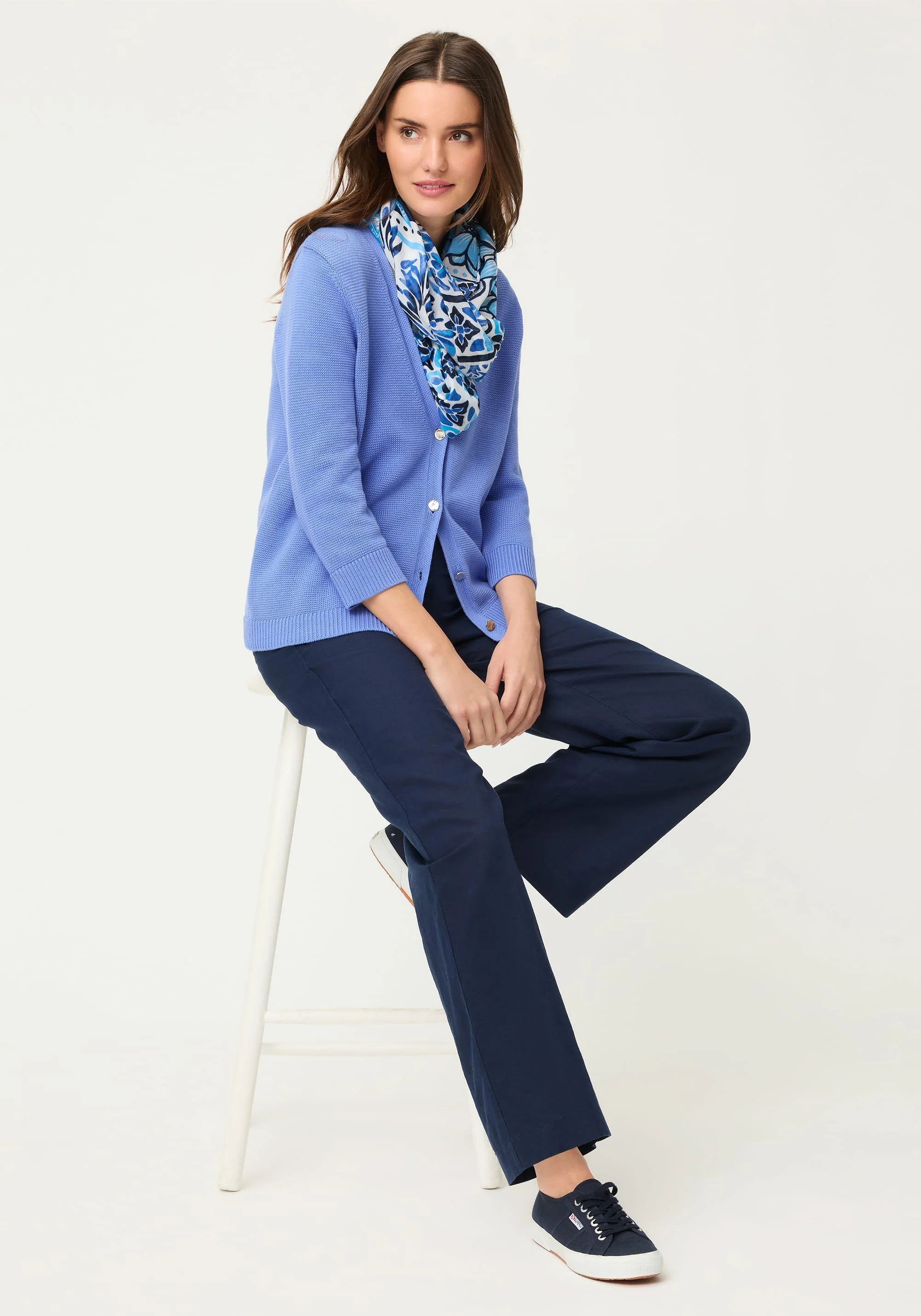 Solid V-Neck Cardigan - Image 5