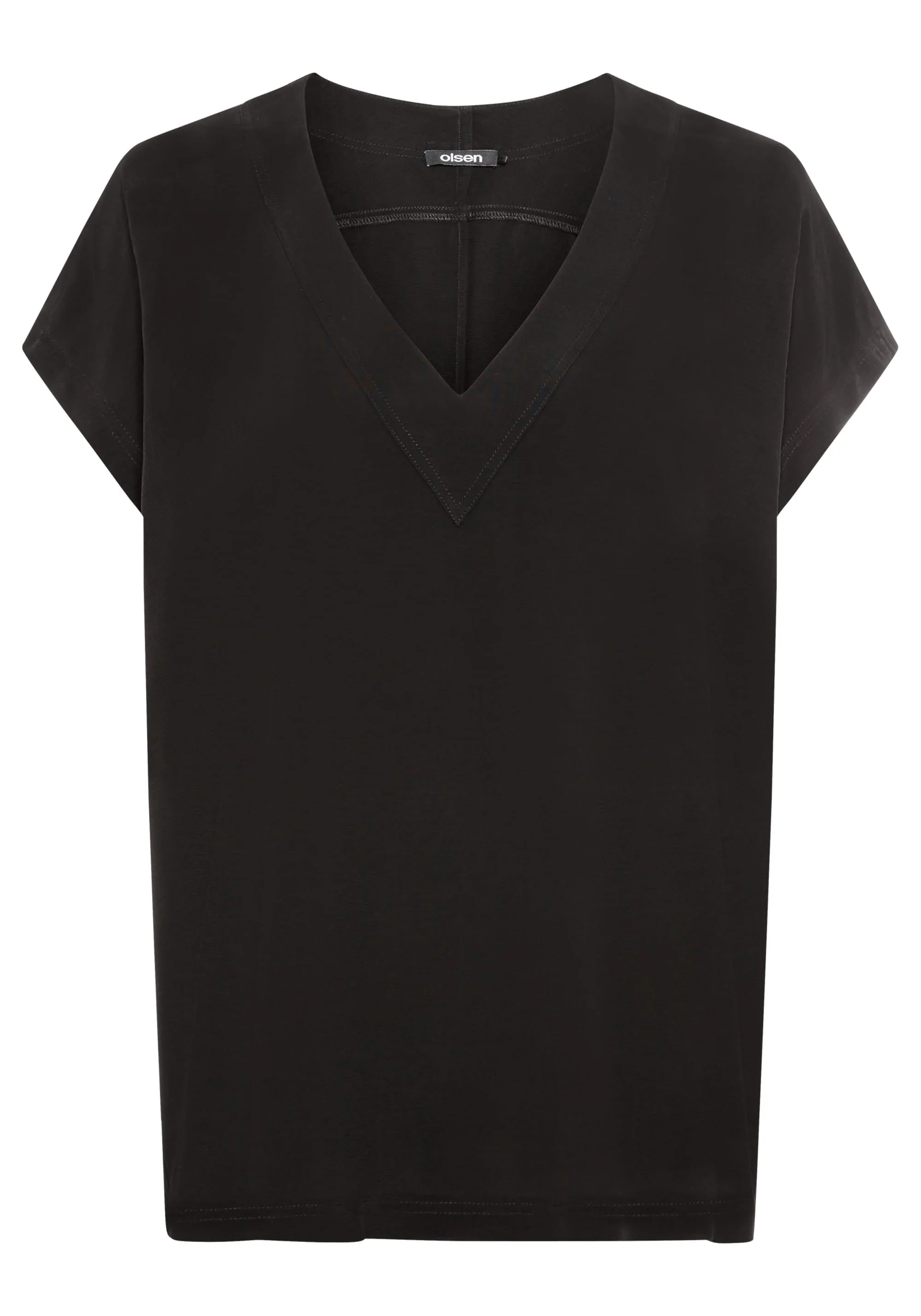 Solid V-Neck Short Sleeve Blouse - Image 3