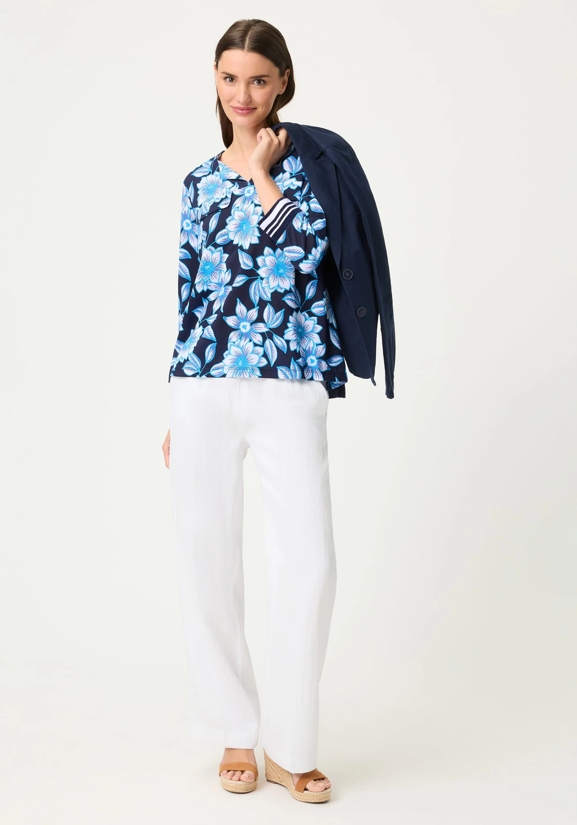 Split Neck Floral T-Shirt - Image 5