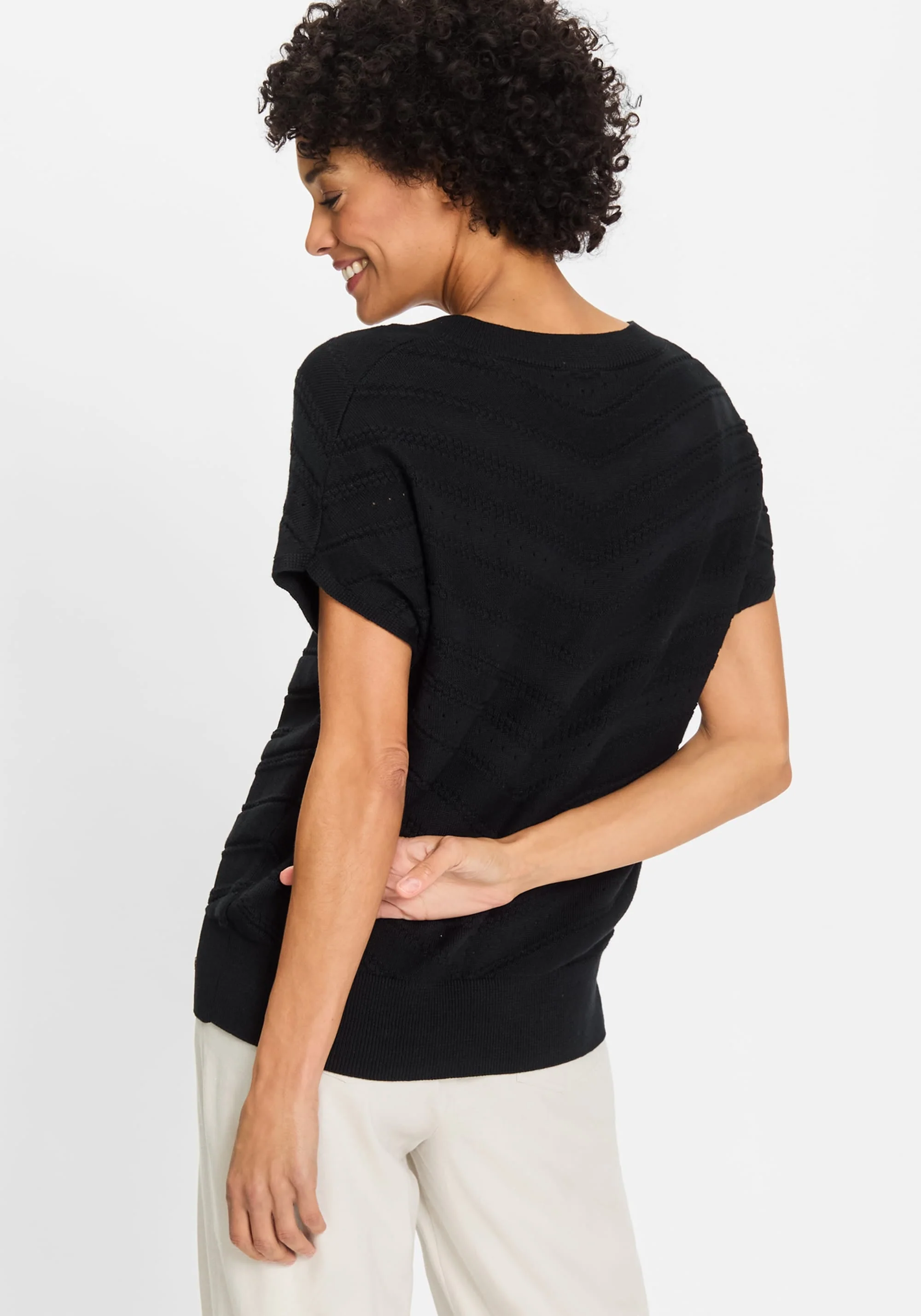 Stitch Interest Sleeve Sweater - Image 2