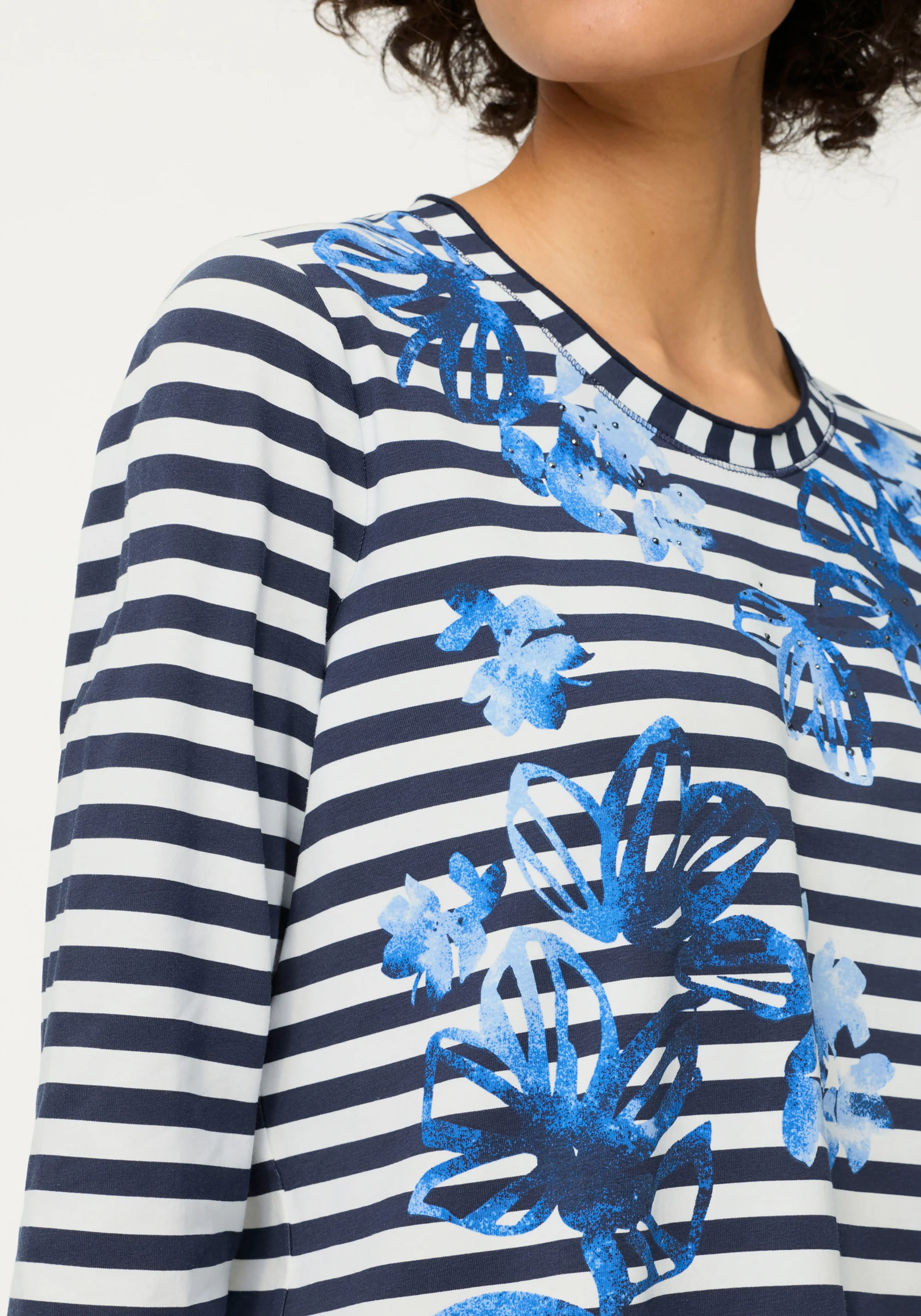 Stripe & Floral Print T-Shirt - Image 3