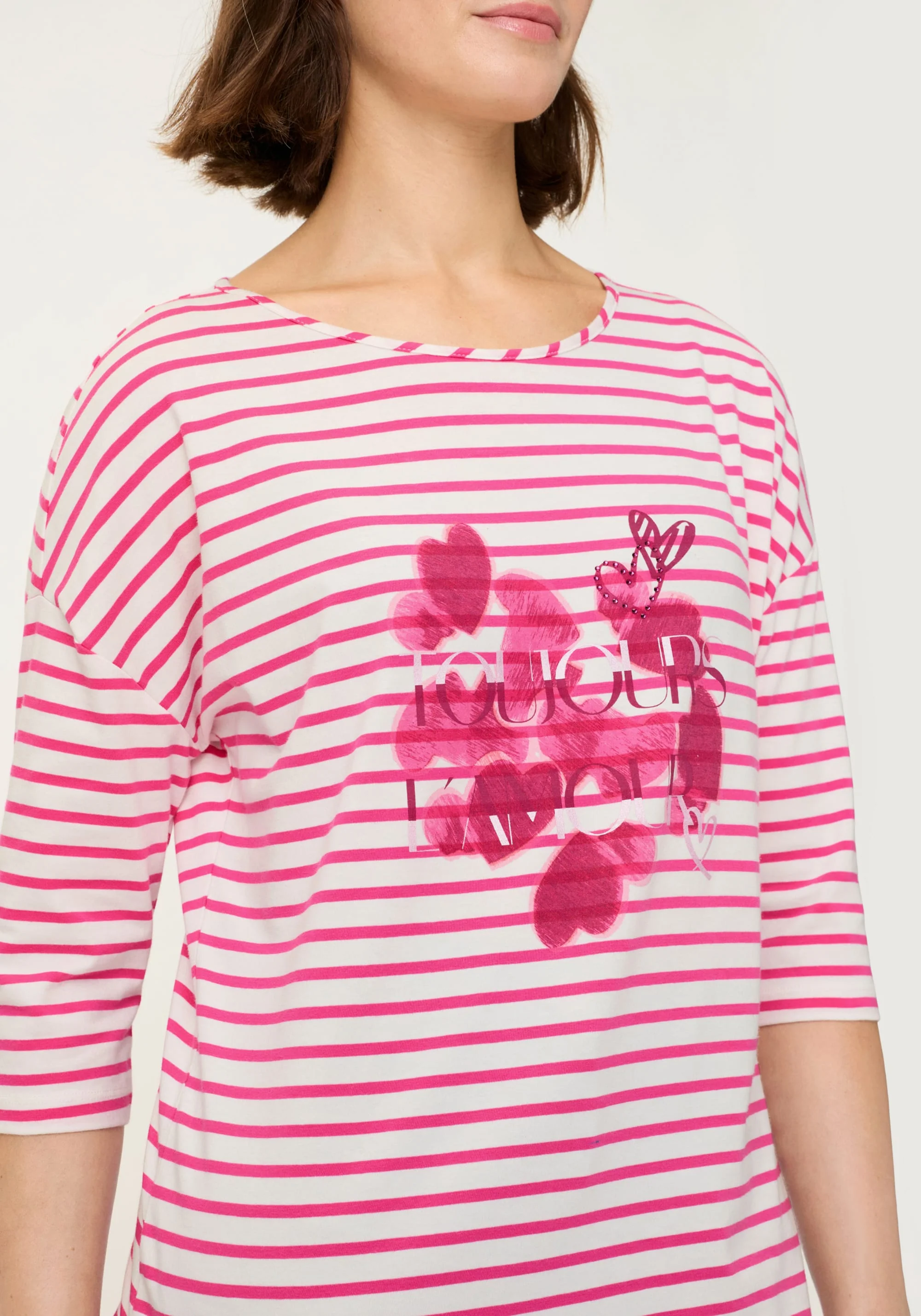 Stripe & Hearts Print T-Shirt - Image 3