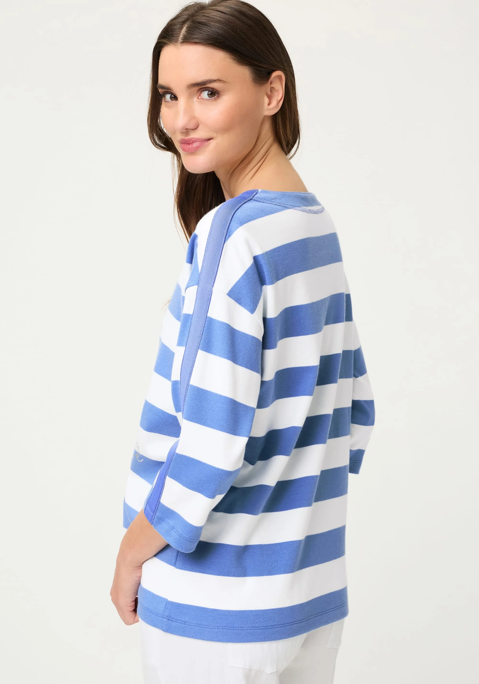 Stripe & Placement Print Jersey Top - Image 3
