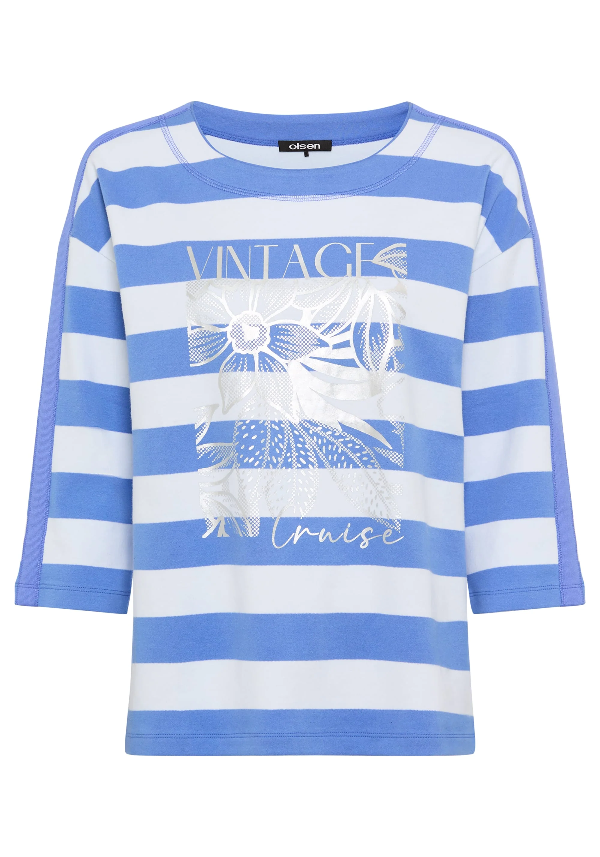 Stripe & Placement Print Jersey Top - Image 6