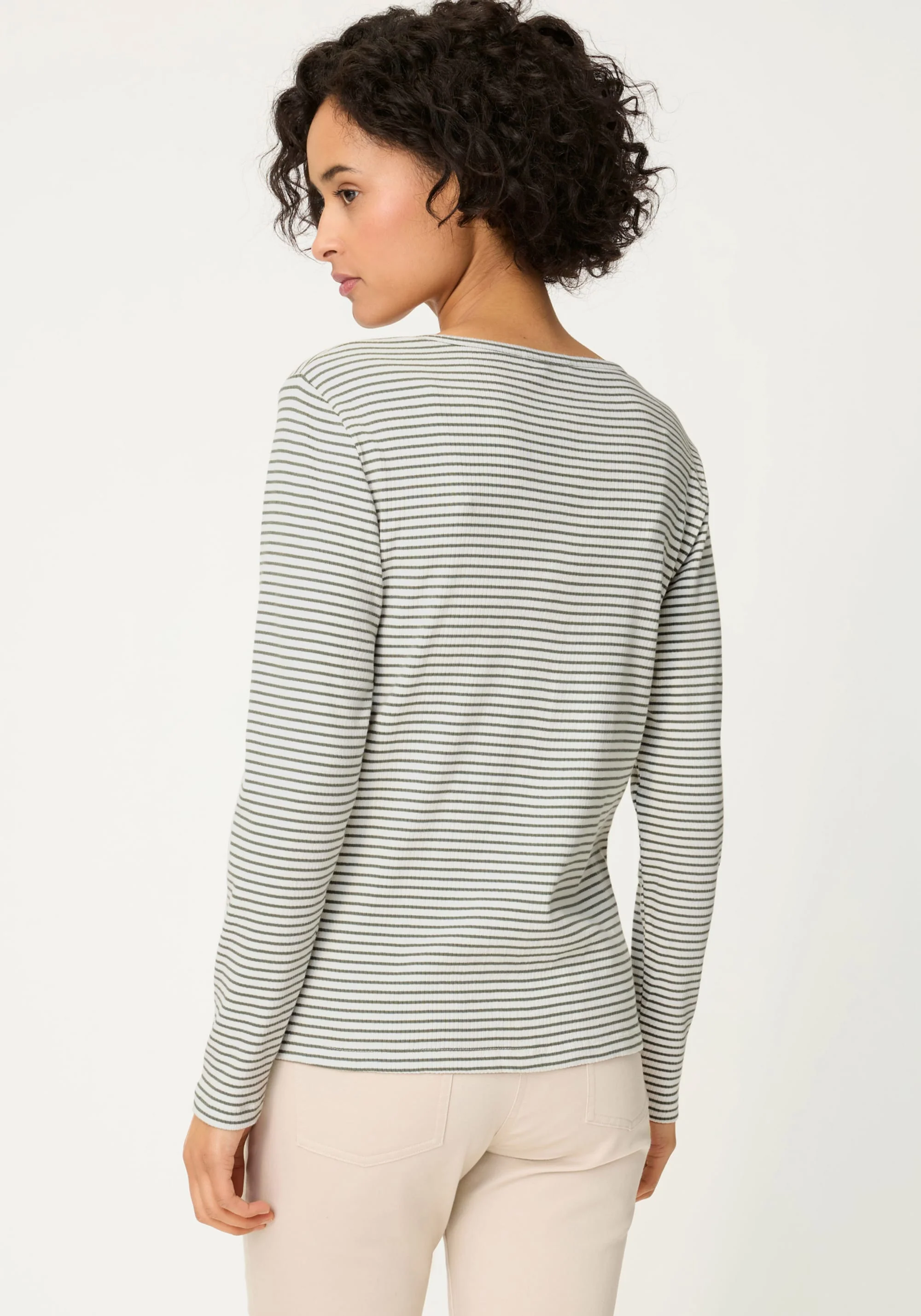 Stripe Rib Knit Henley T-Shirt - Image 3