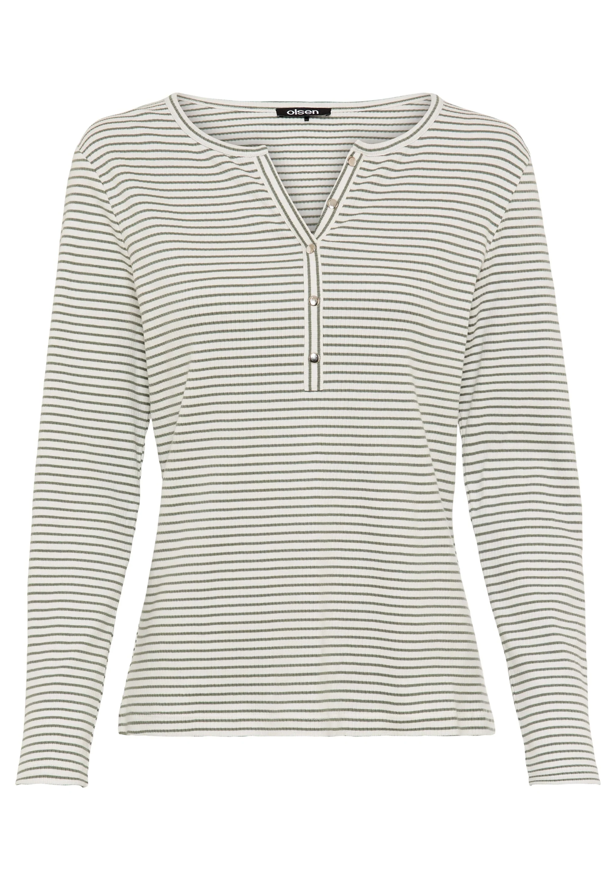 Stripe Rib Knit Henley T-Shirt - Image 4