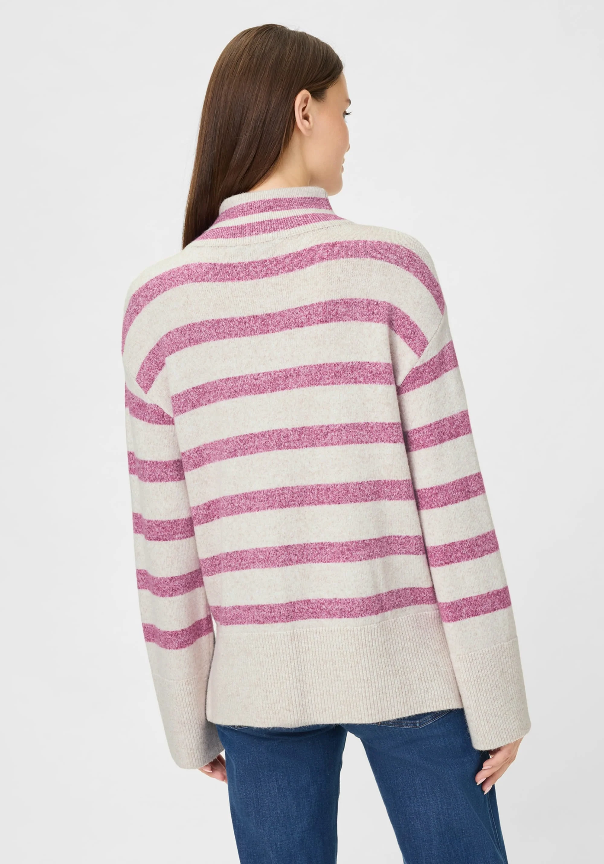 Striped 1/4 Zip Mock Neck Sweater - Image 2