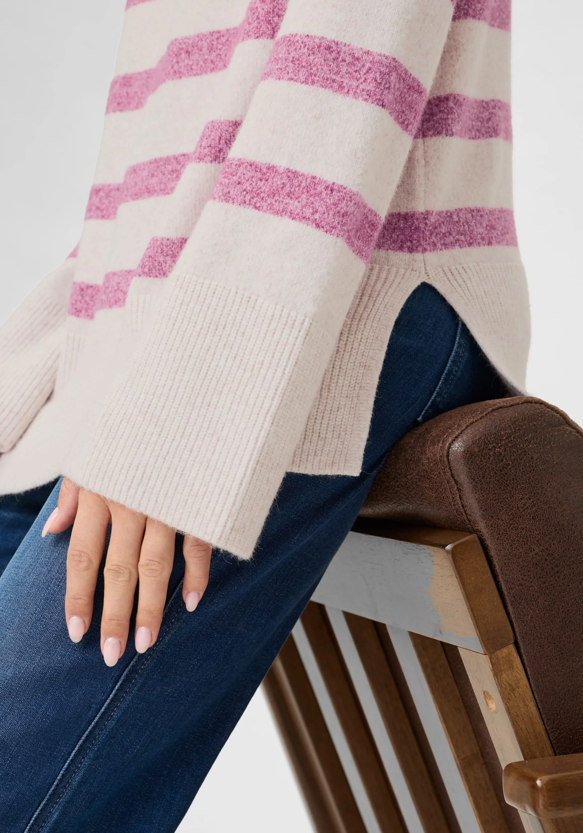 Striped 1/4 Zip Mock Neck Sweater - Image 4