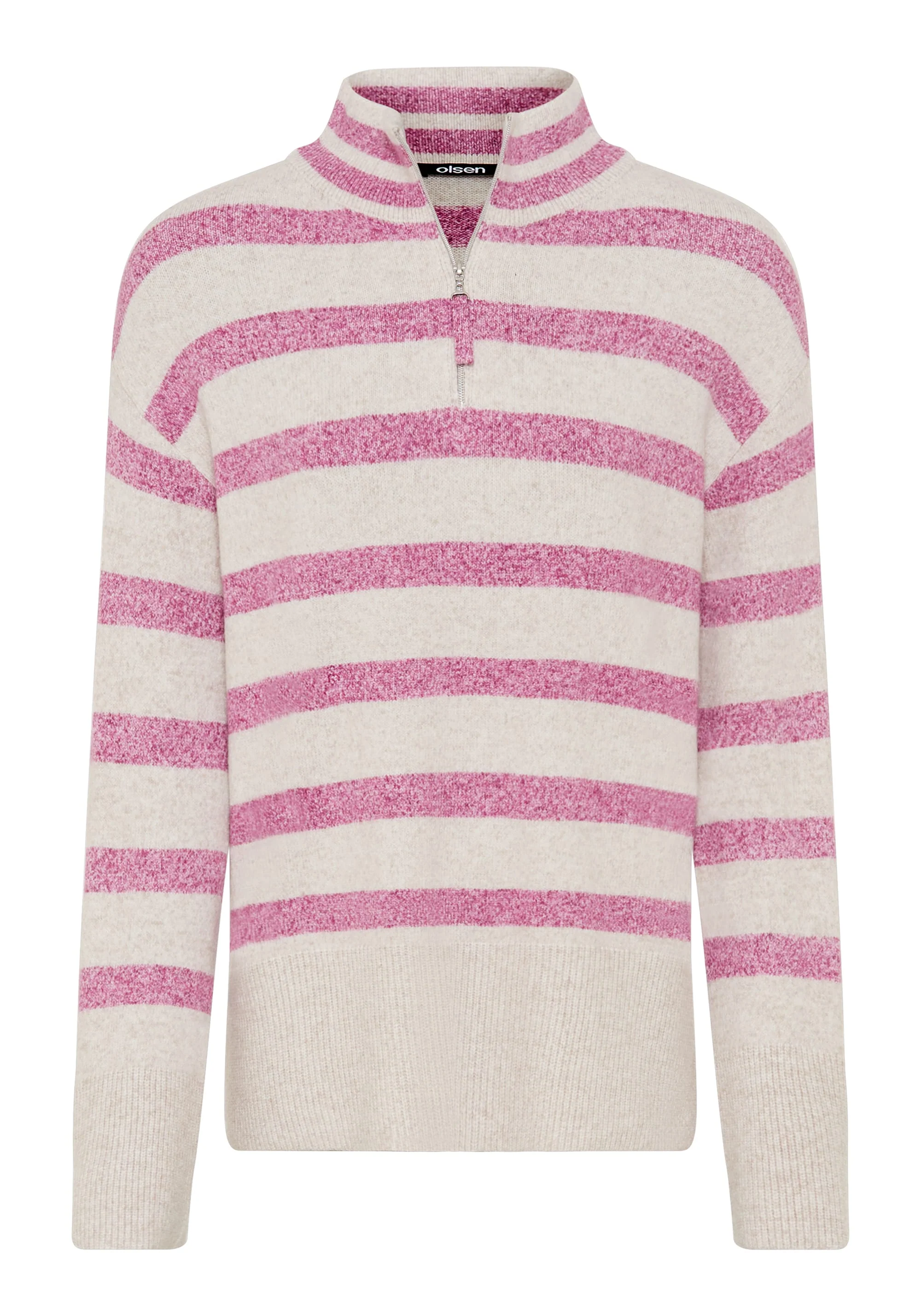 Striped 1/4 Zip Mock Neck Sweater - Image 5