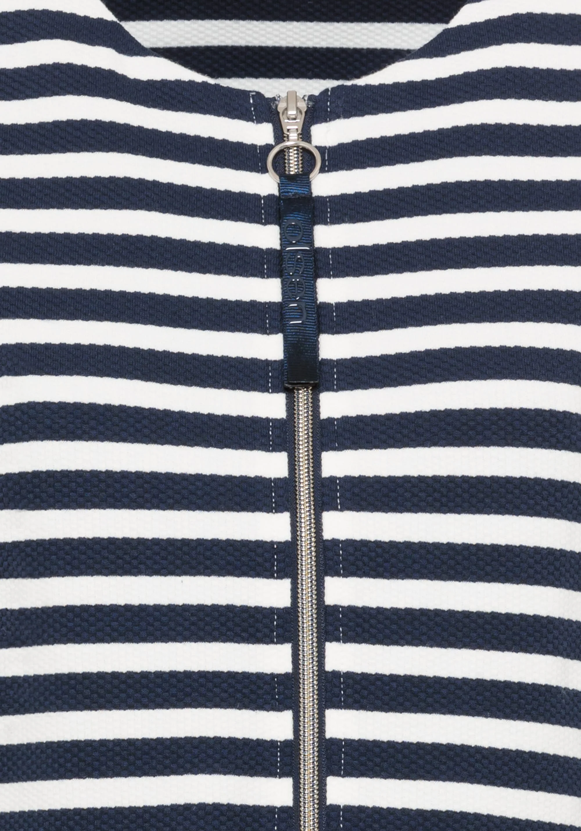 Striped Collarless Zip Front Jacket - Image 6