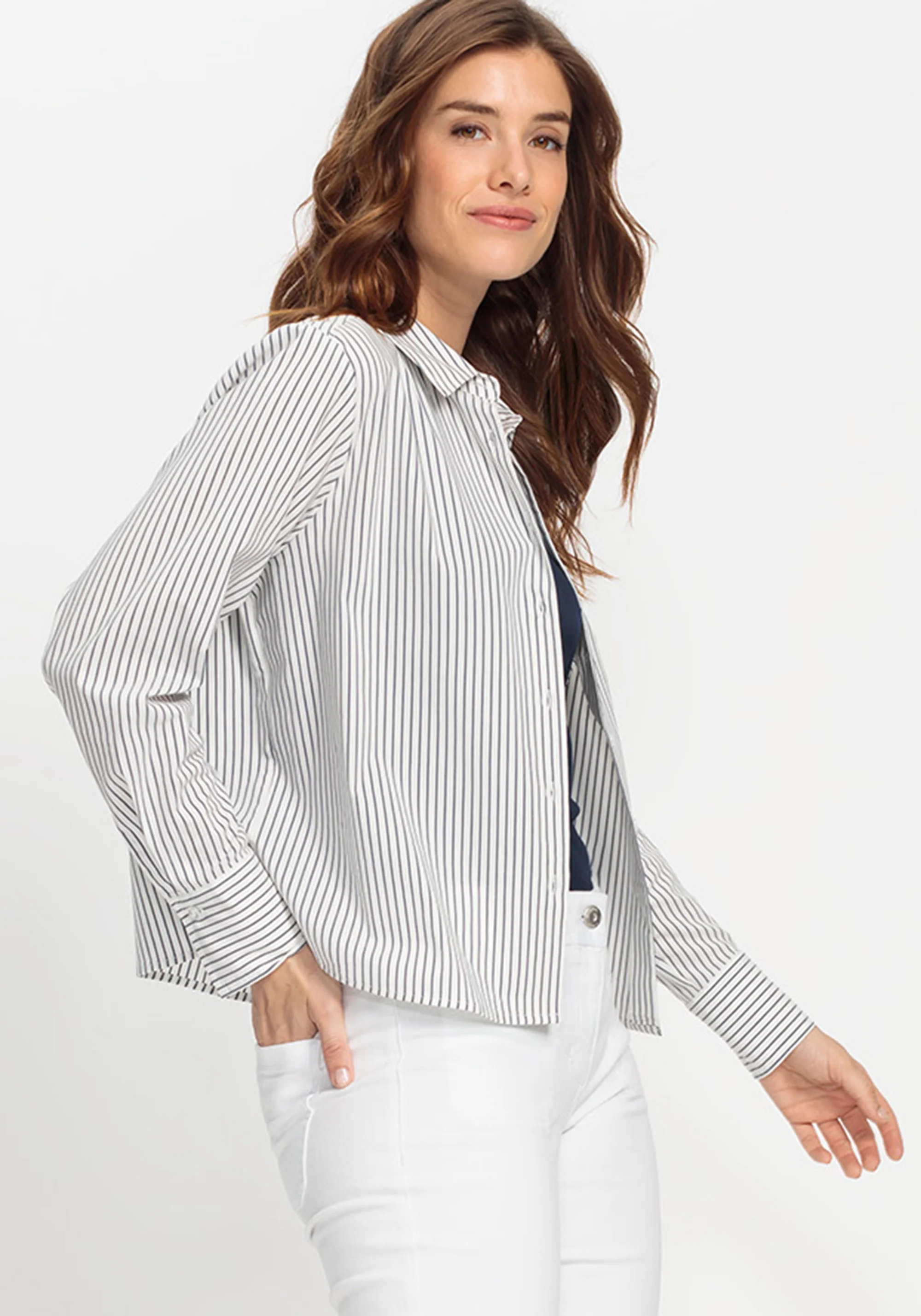 Striped Cropped Shirt - Image 2