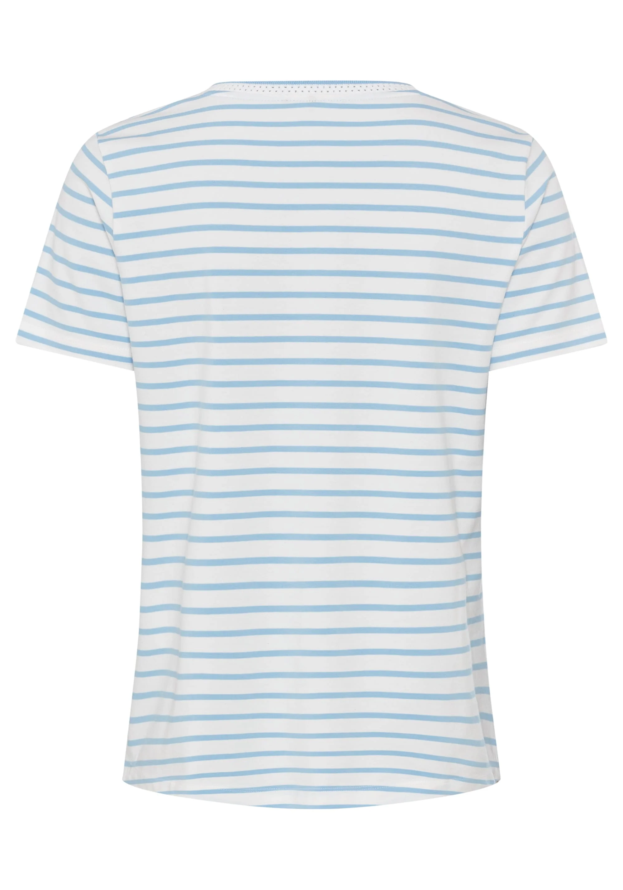 Striped Embroidered Trim V-Neck Tee - Image 4