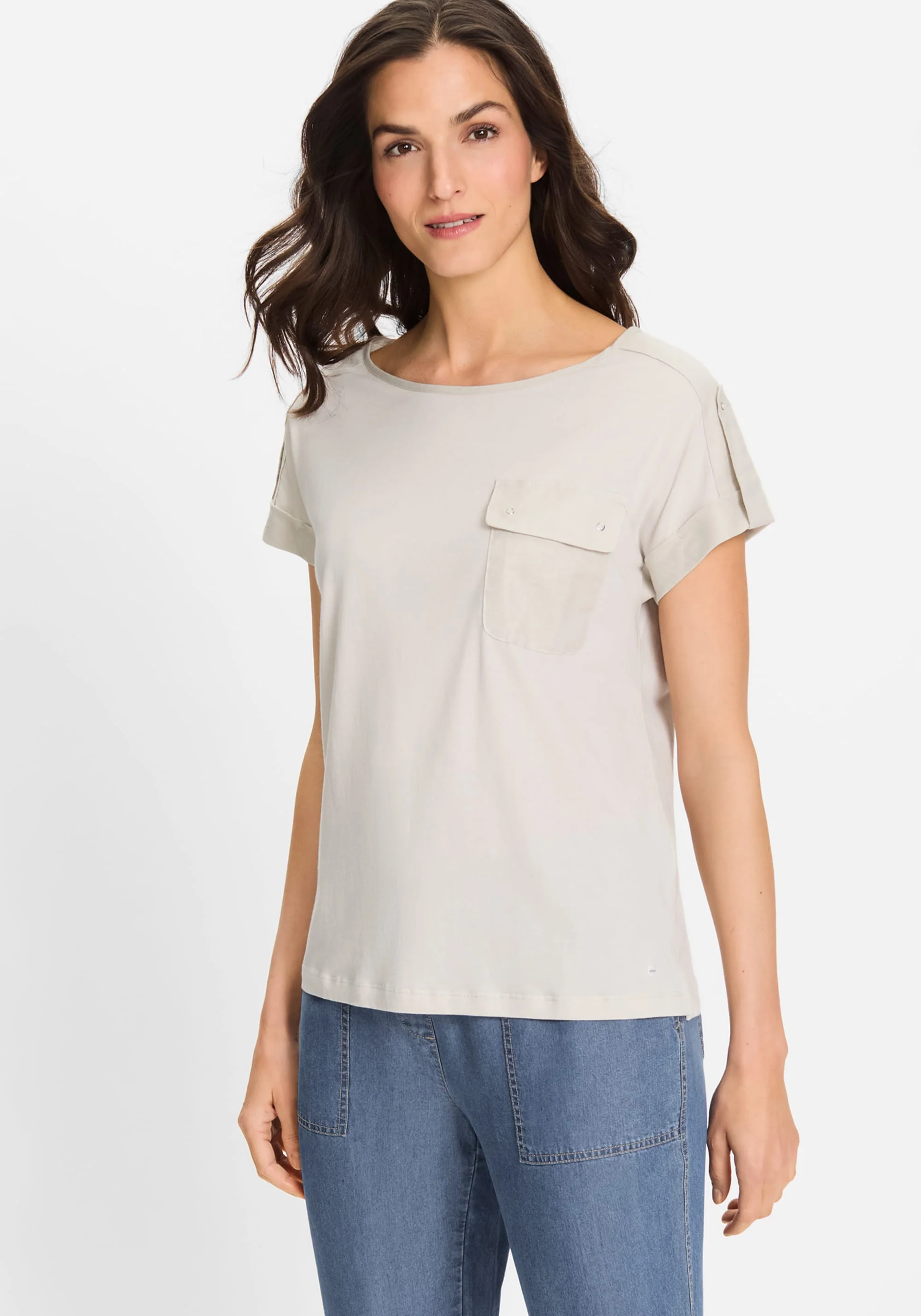 T-Shirt with Linen Patchwork