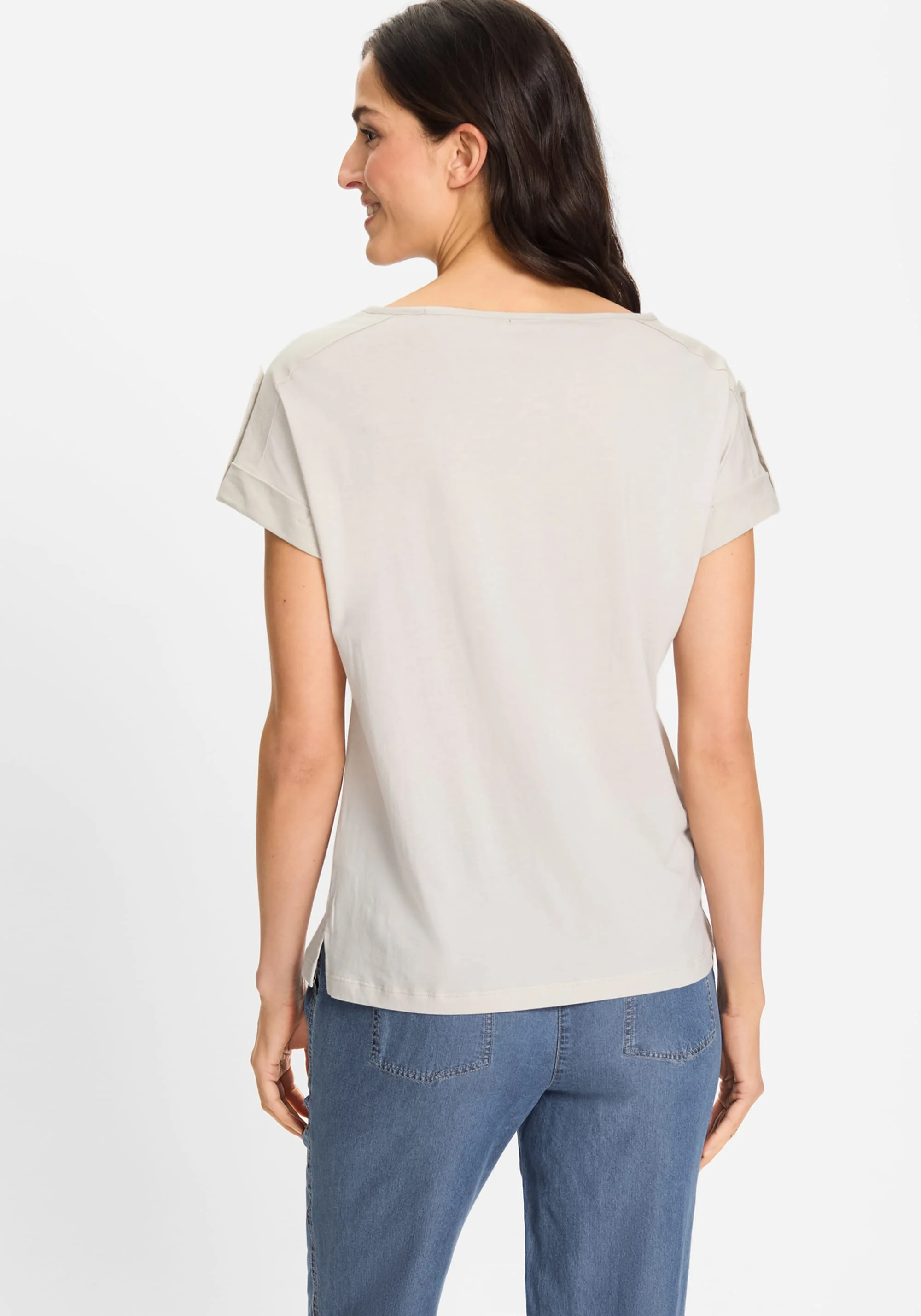 T-Shirt with Linen Patchwork - Image 2