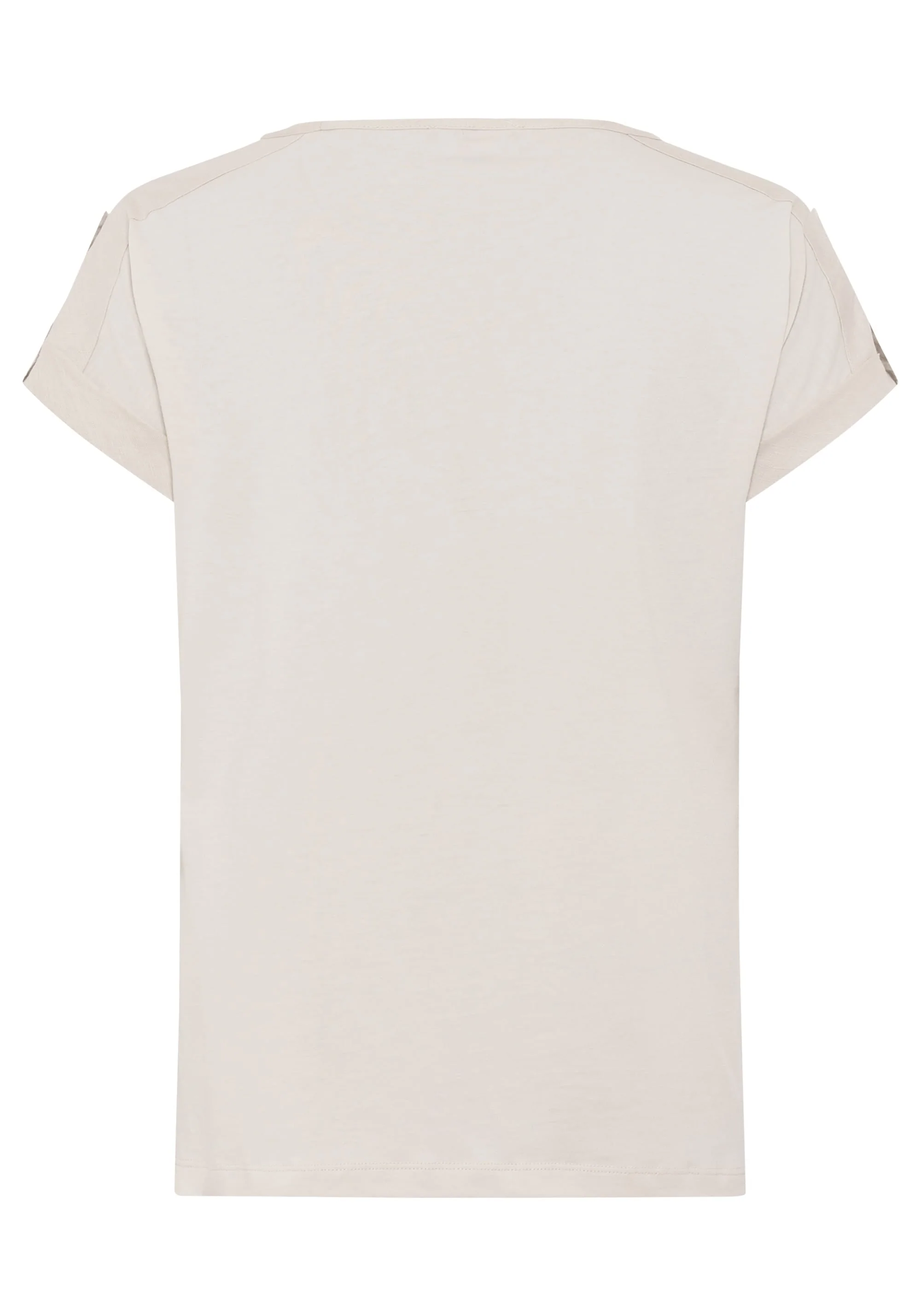 T-Shirt with Linen Patchwork - Image 4