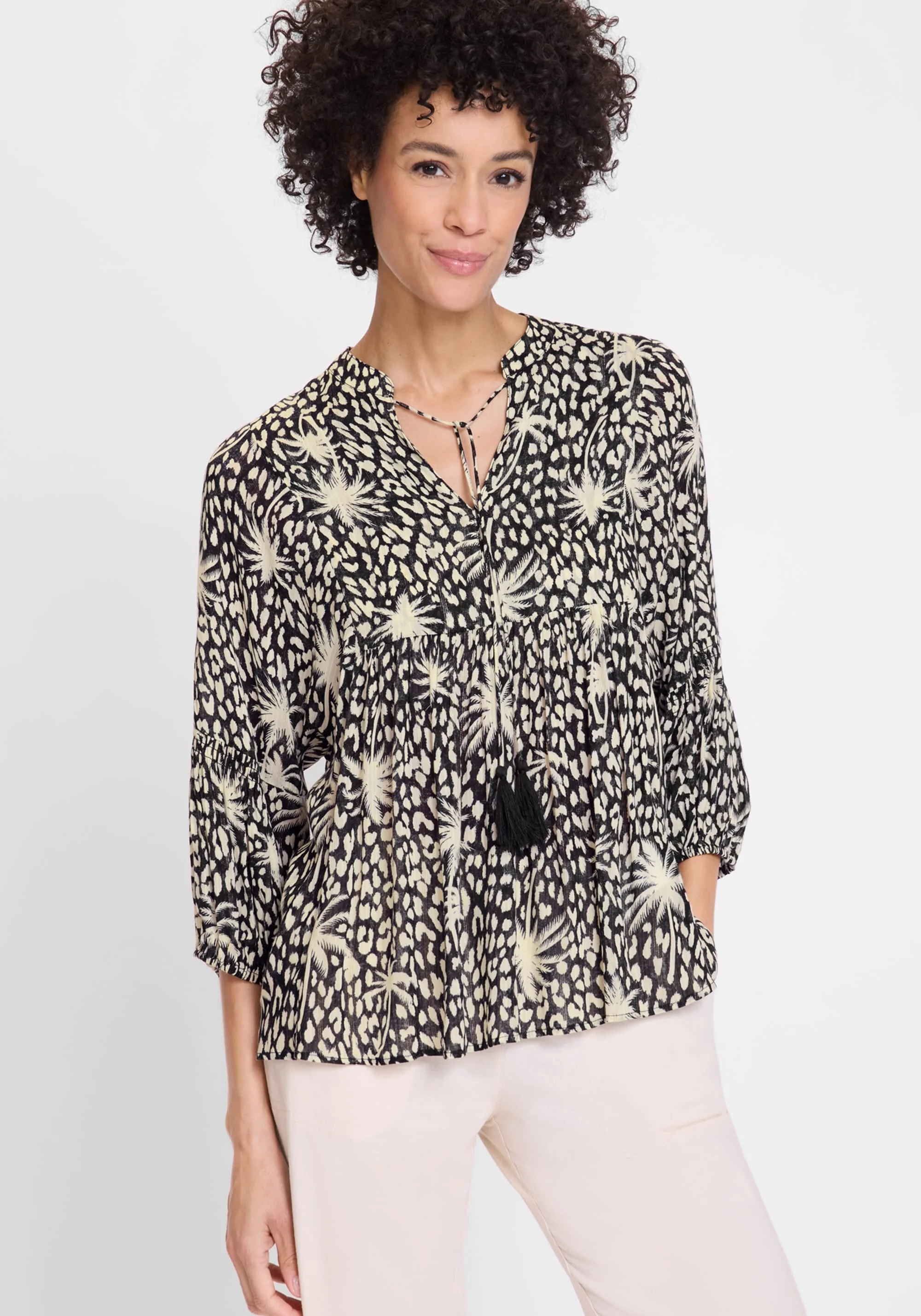 Tropic Mix Print Tunic Blouse - Image 2