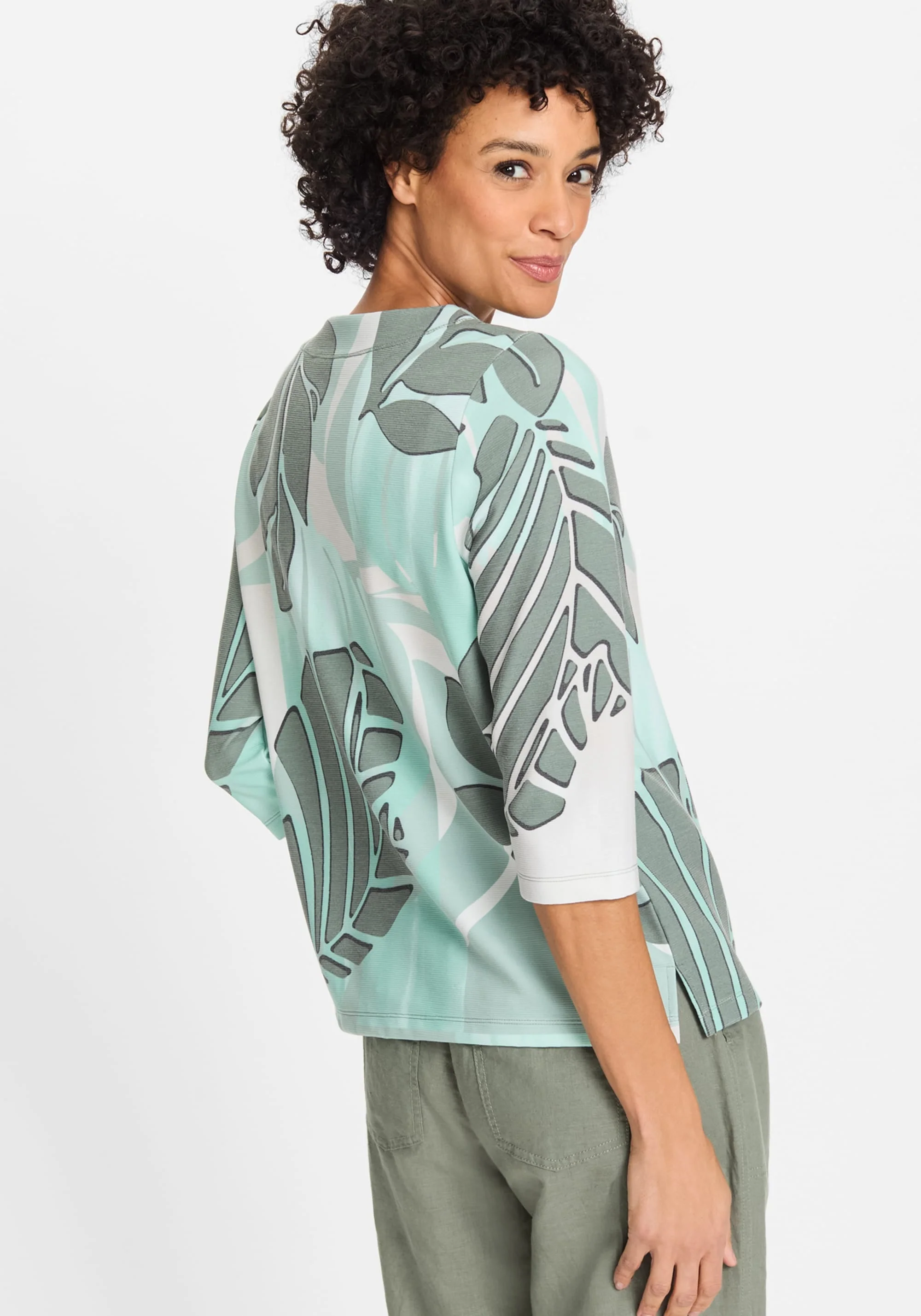 Tropic Palm Leaf Jersey Top - Image 2
