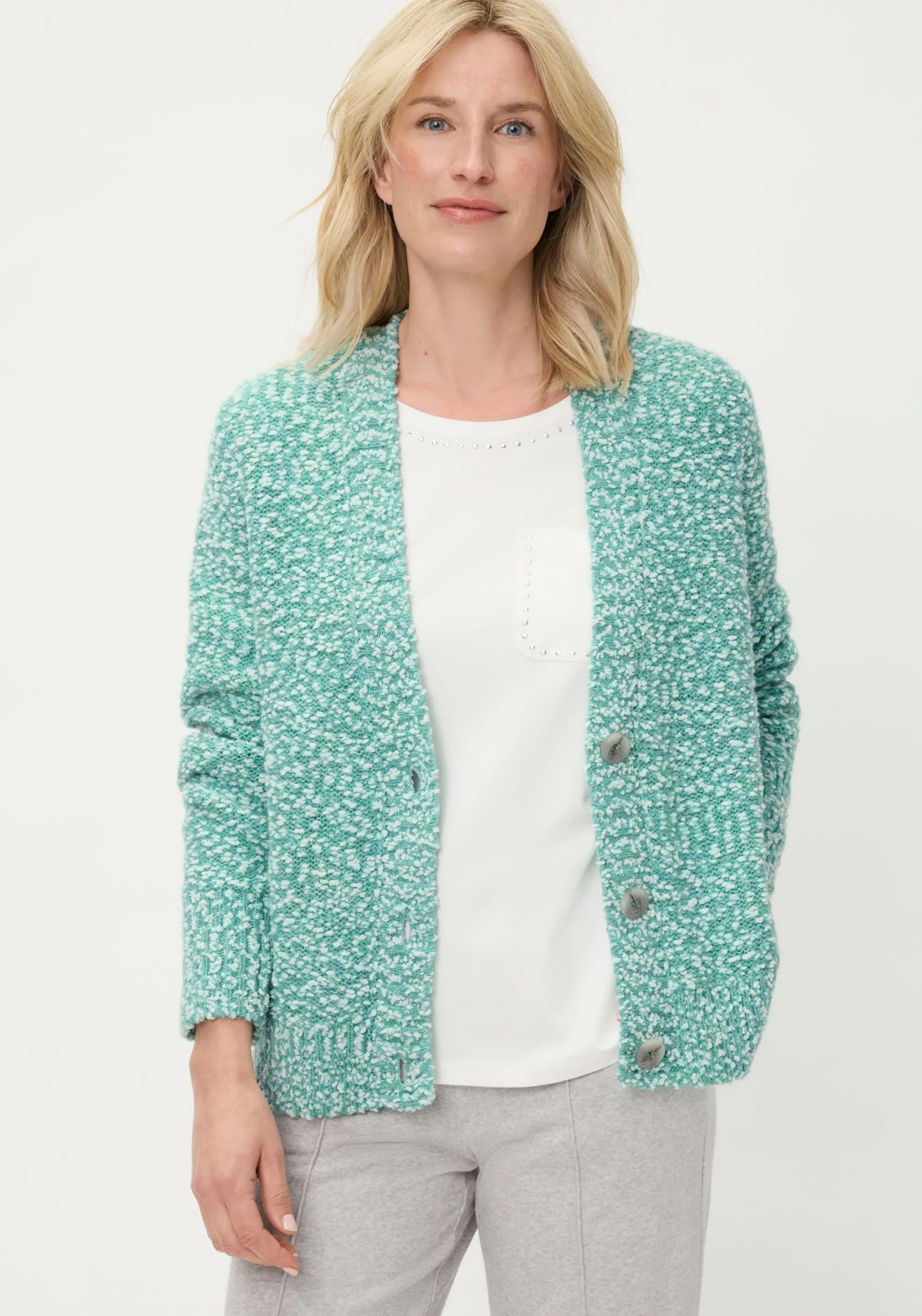 Two-Tone Bouclé Cardigan