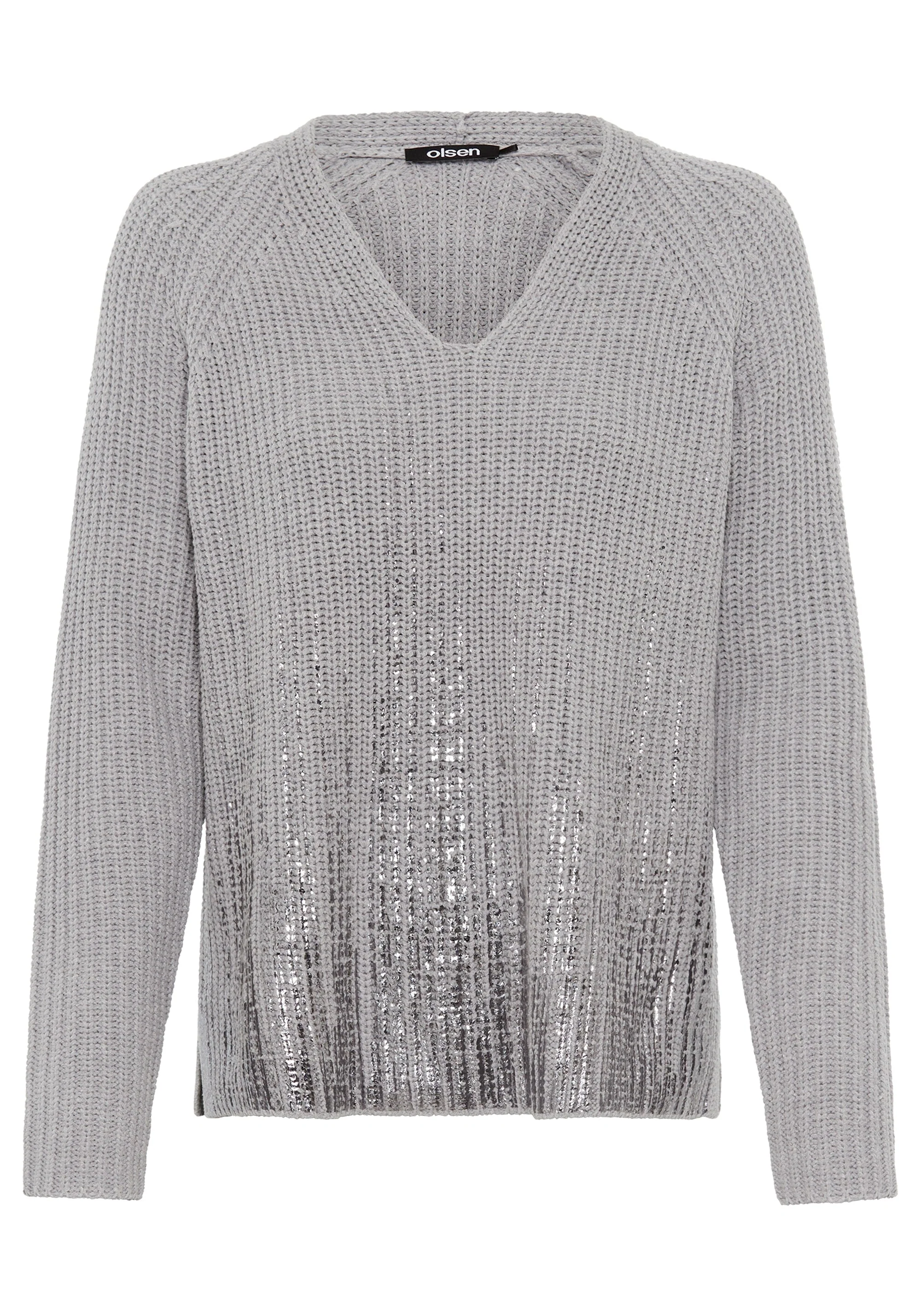 V-Neck Sweater with Silver Foil Embellishment - Image 3