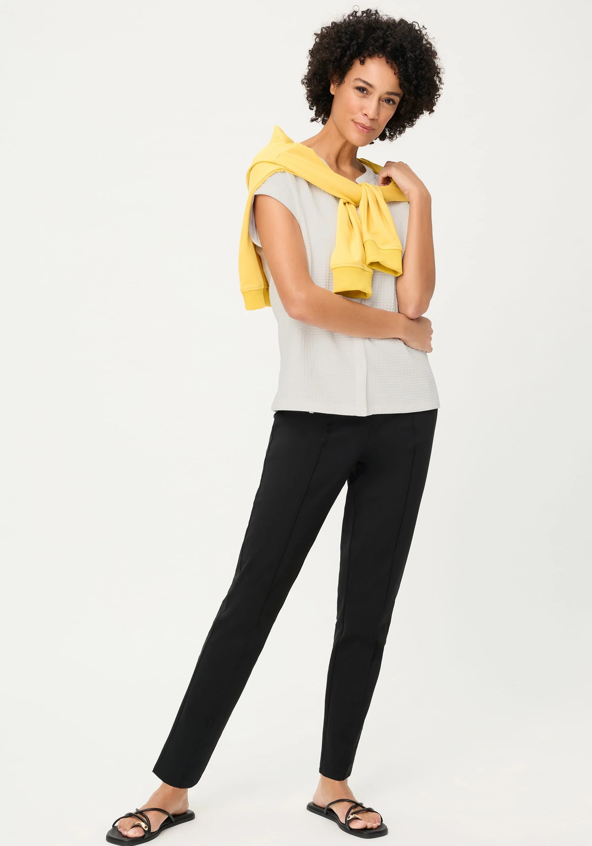 Waffle Knit Button Front T-Shirt - Image 4