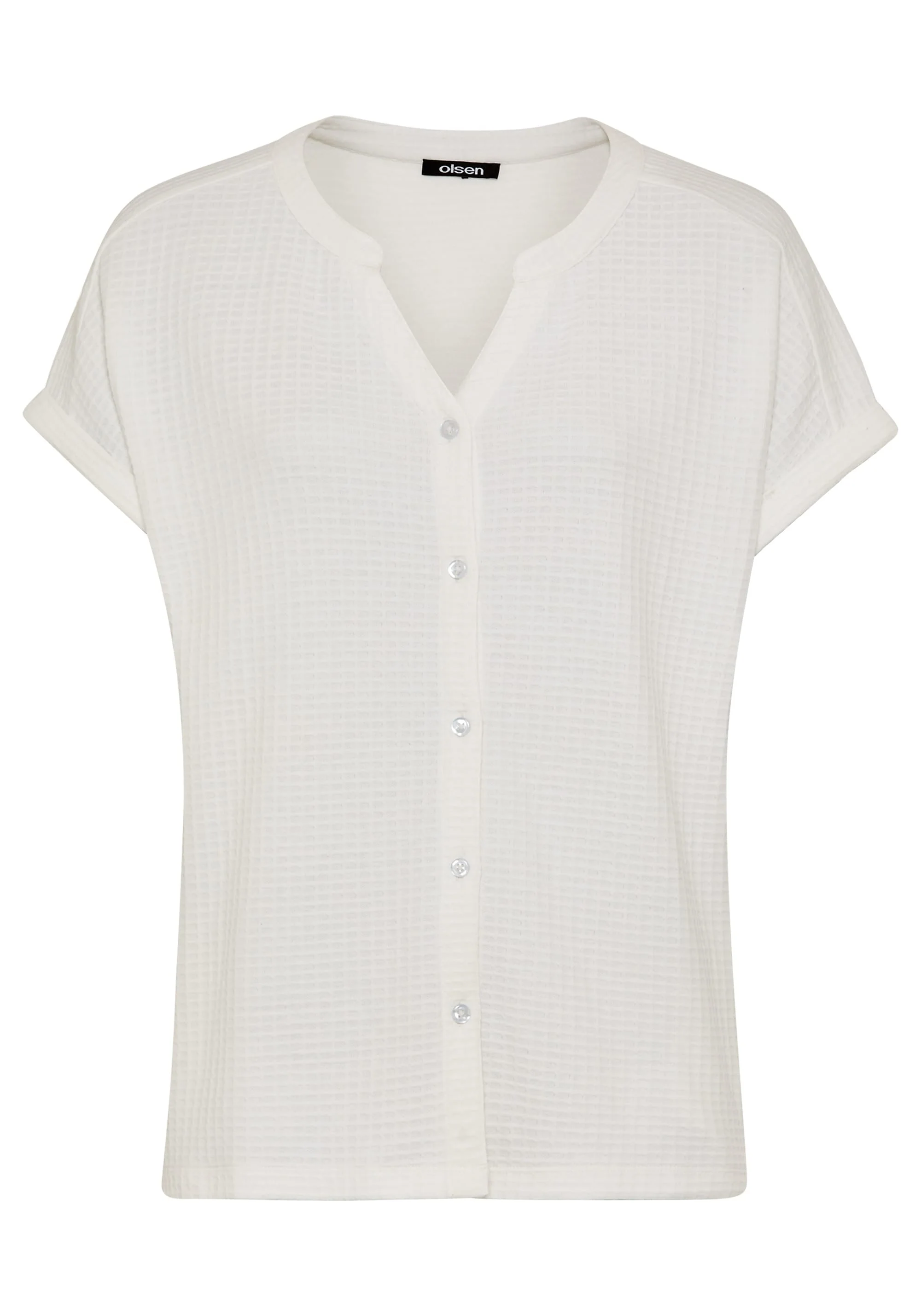 Waffle Knit Button Front T-Shirt - Image 5