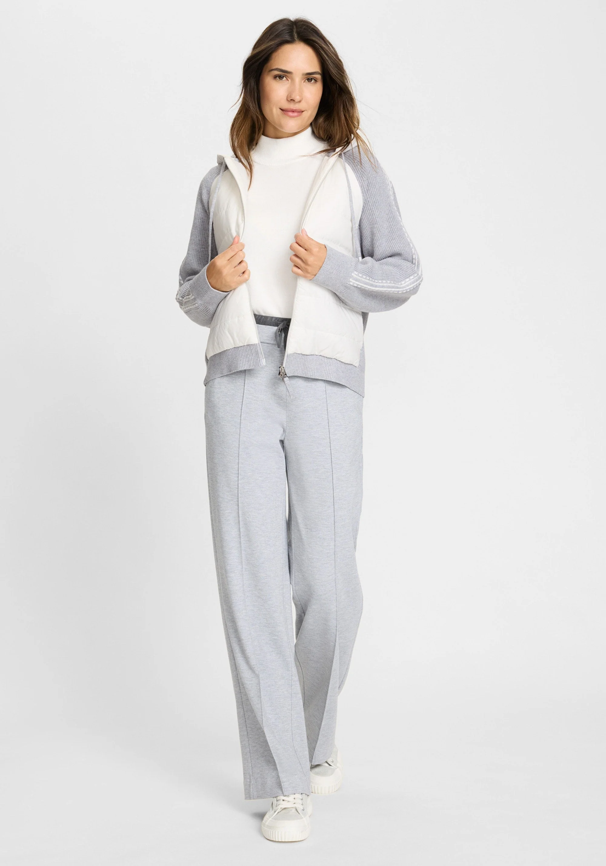 Zip Front Mixed Media Hooded Jacket - Image 3