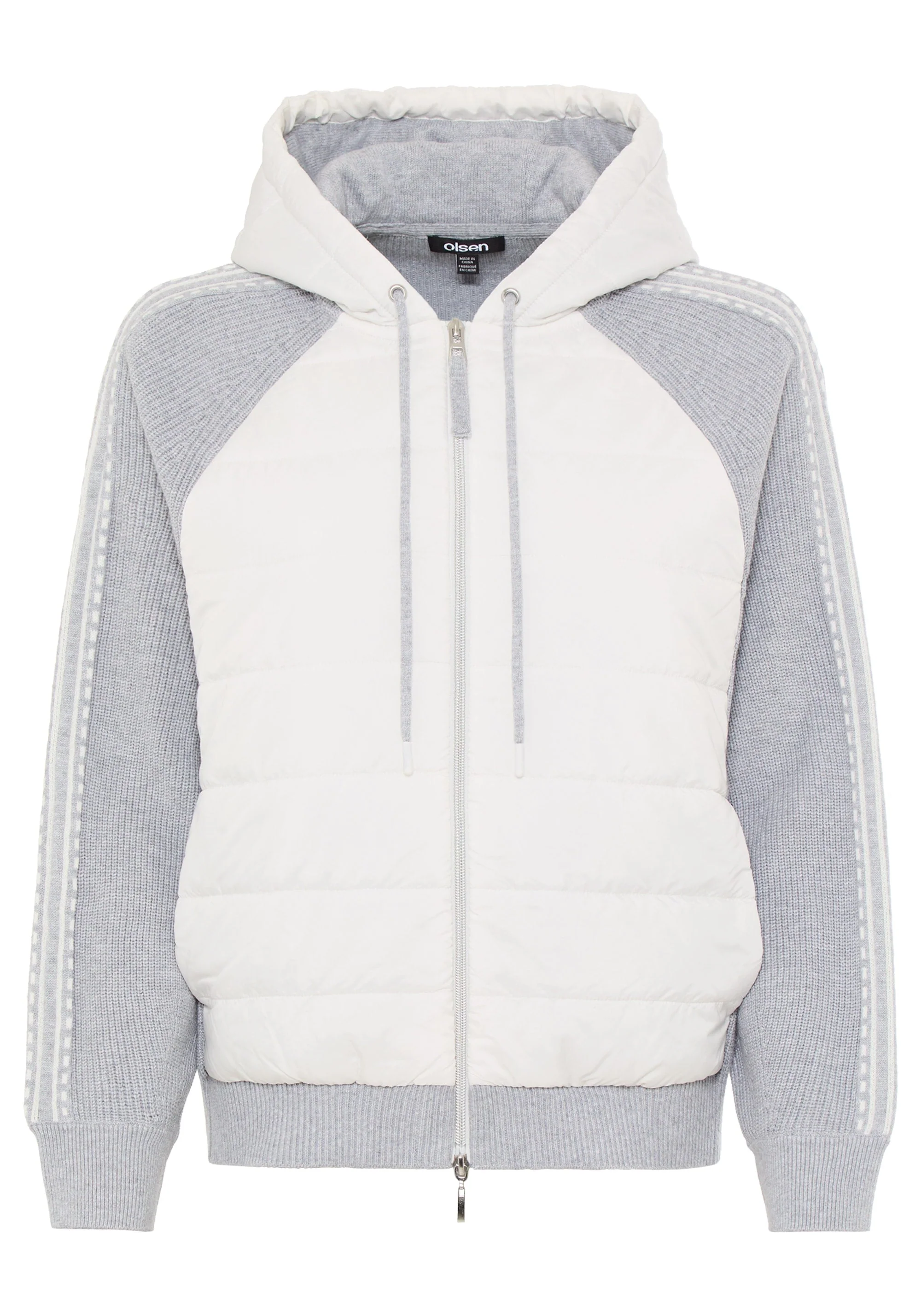 Zip Front Mixed Media Hooded Jacket - Image 4