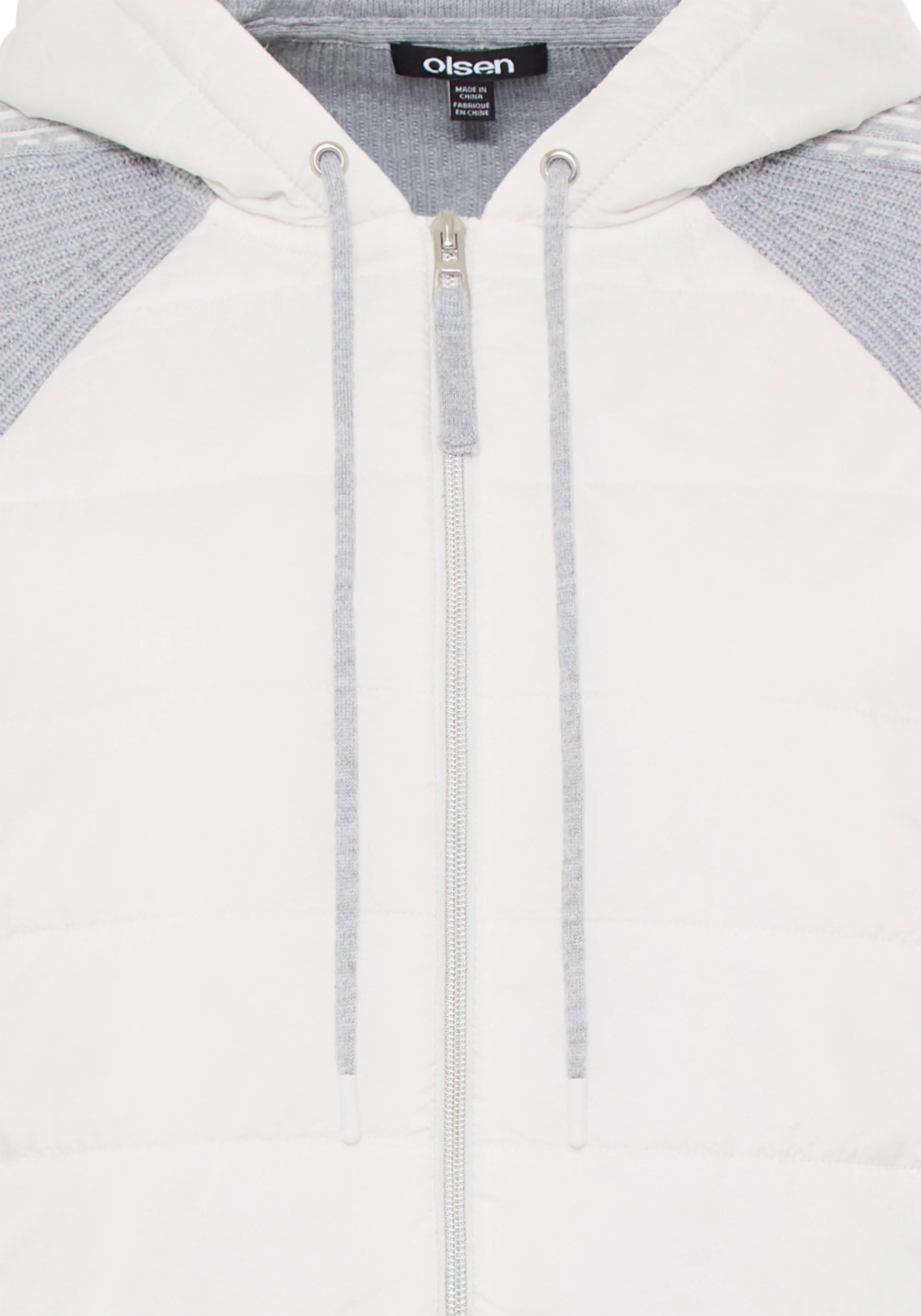 Zip Front Mixed Media Hooded Jacket - Image 6