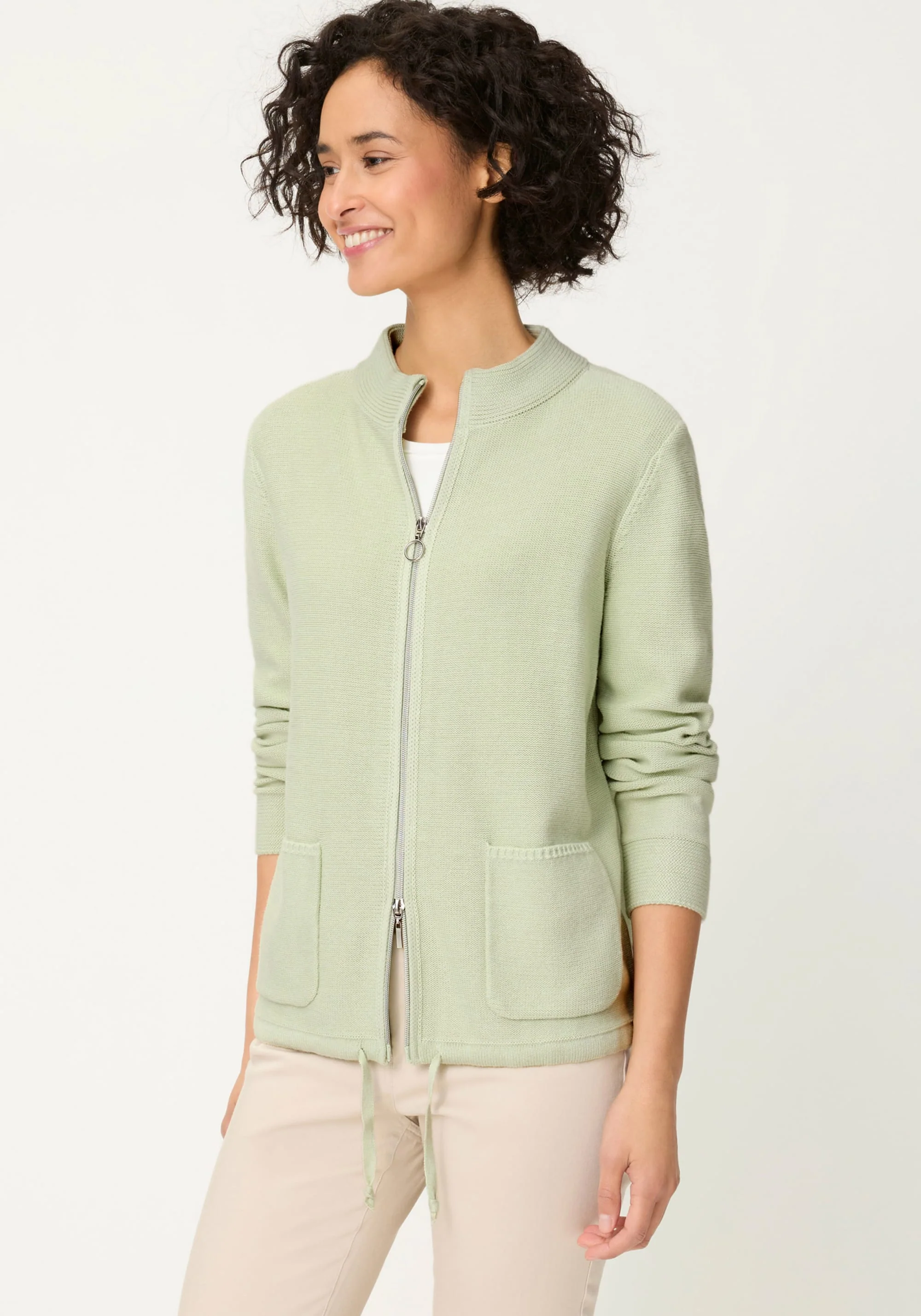Zip Front Mock Cardigan - Image 3