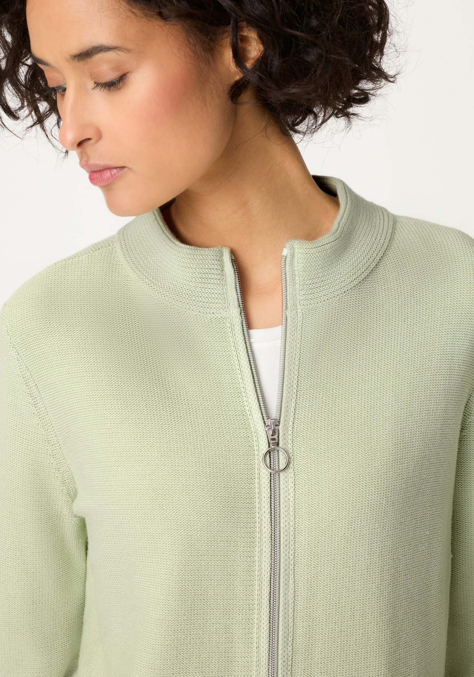 Zip Front Mock Cardigan - Image 5